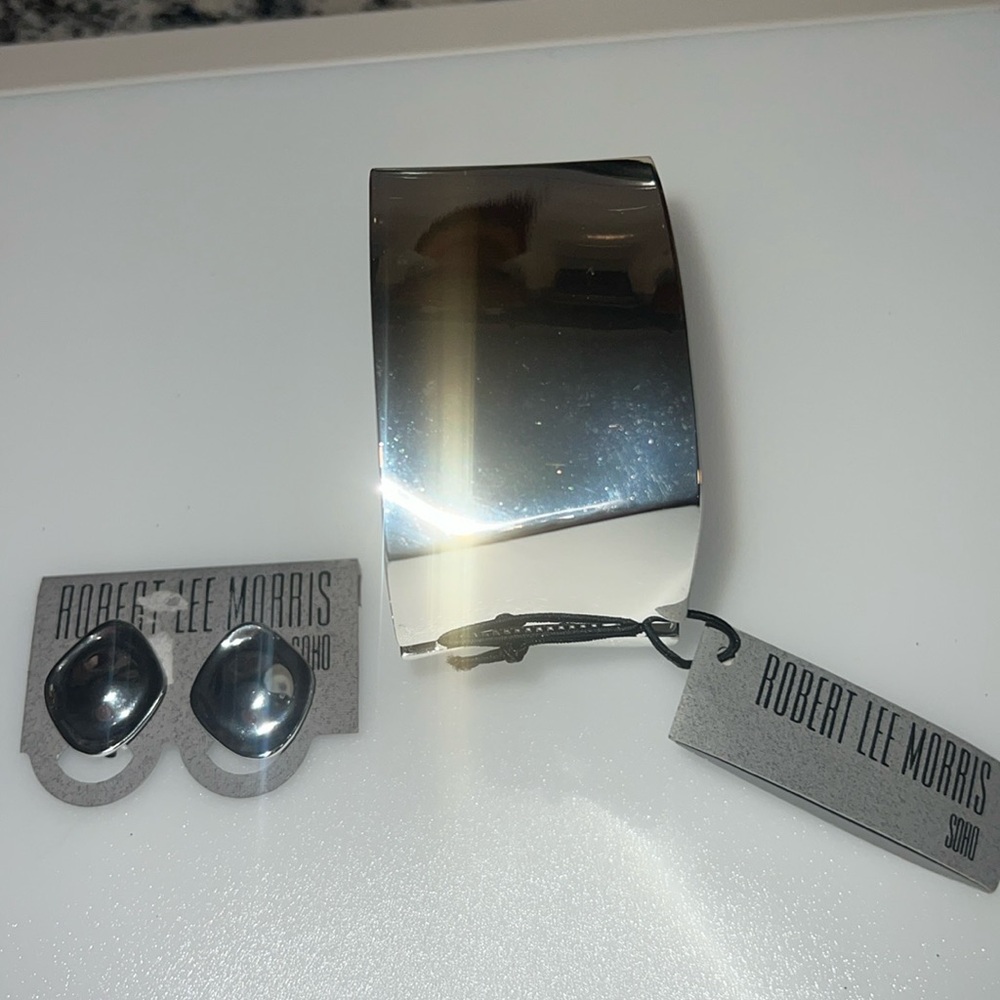 NWT Robert Lee Morris silver cuff bracelet & clip earrings!